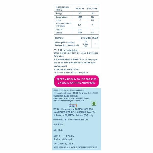 Dr. Morepen Greatgut Probiotics Drops -20B 10 ml - Digestive Health