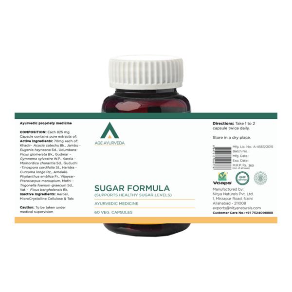 Age Ayurveda Sugar Formula Veg. Capsule (Pack of 3 x 60's) - Diabetes Care (Ayush)