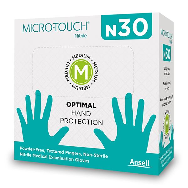 Netmeds | Ansell Micro Touch Nitrile N30 Examination Glove - Medium 30's