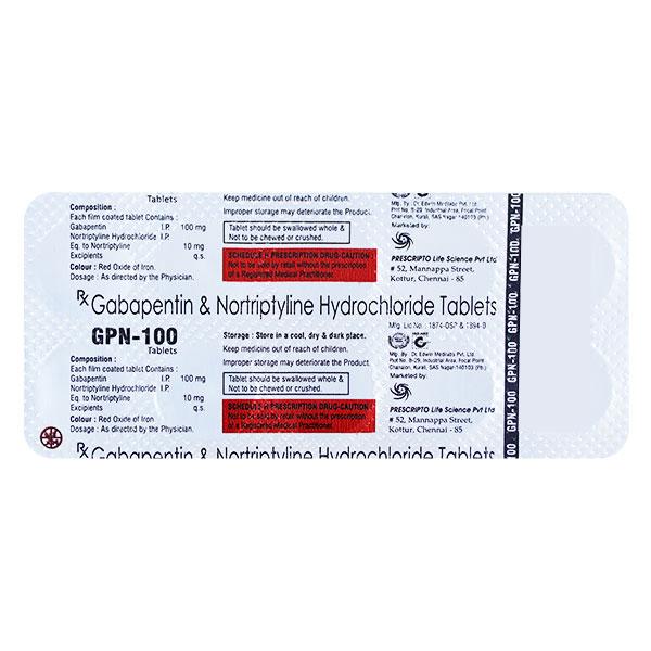 GPN 100 Tablet 10's - Neuropathic Pain-Dru