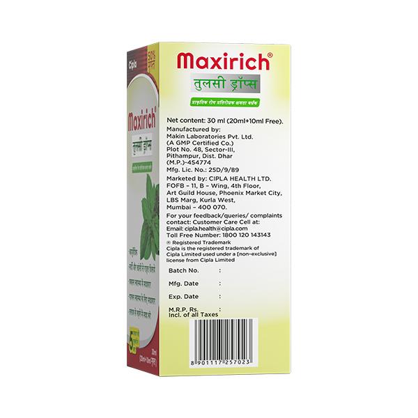 Maxirich Tulsi Drops 30 ml - Cough Syrup