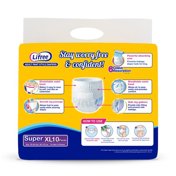 Lifree Extra Absorb Diaper Pants - Super (XL) 10's - Adult Diapers & Pads