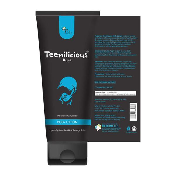 Netmeds | Fixderma Teenilicious Body Lotion (Boys) - Vitamin F & Jojoba Oil 150 ml