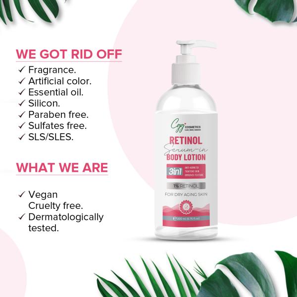 CGG Cosmetics 1% Retinol Serum In Body Lotion - Dry Aging Skin (Pack of 2 x 200 ml) 400 ml - Lotions & Creams