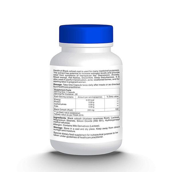 HealthVit Black Cohosh 200 mg Capsule 60's - Herbal Dietary Supplement