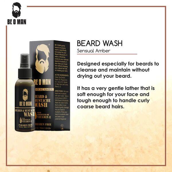 Beoman Amber Combo (Beard Wash 100 ml + Beard Oil 30 ml) - Beard Wash