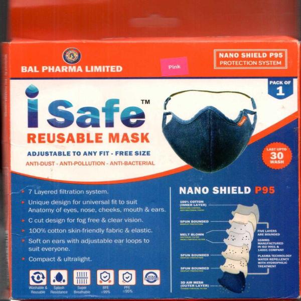 iSafe Reusable Face Mask - Pink 1's