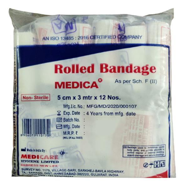 Netmeds | Medica Rolled Bandage (5 cm x 3 m) 12's