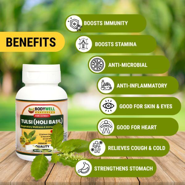 Bodywell Tulsi (Holi Basil) 500 mg Veg Capsule 60's - Pure Herbs
