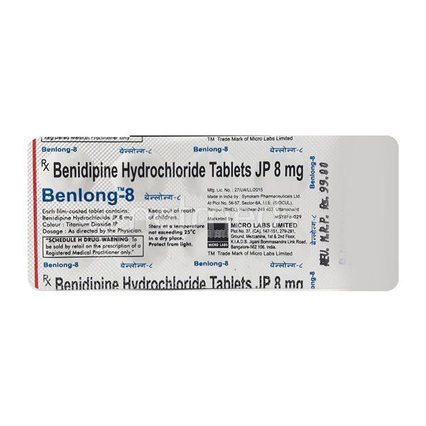 Benlong 8mg Tablet 10'S - Hypertension-Cal