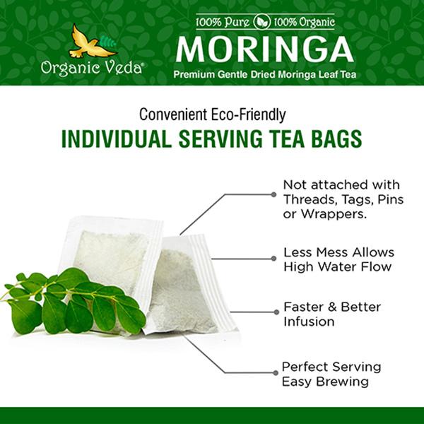 Organic Veda Premium Moringa Leaf Tea Bags 60's - Teas