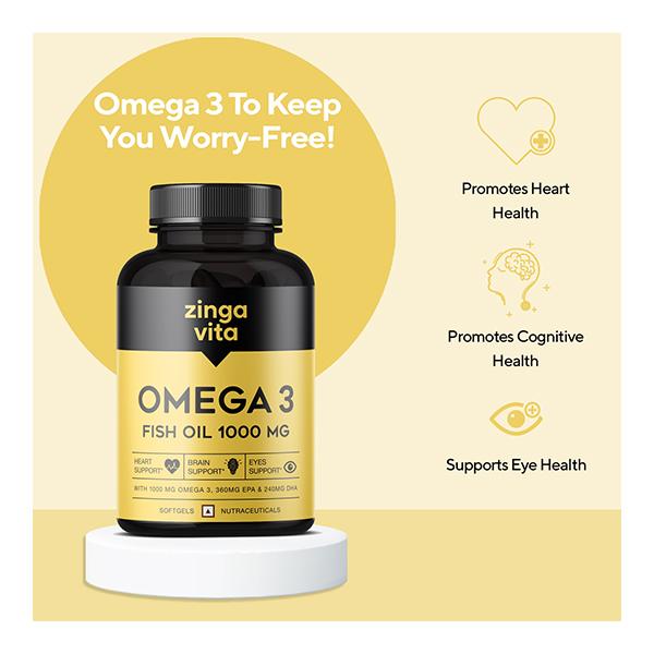Zingavita Omega 3 Fish Oil 1000 mg Softgel Capsule 60's - Omega Fish Oil Fatty Acids