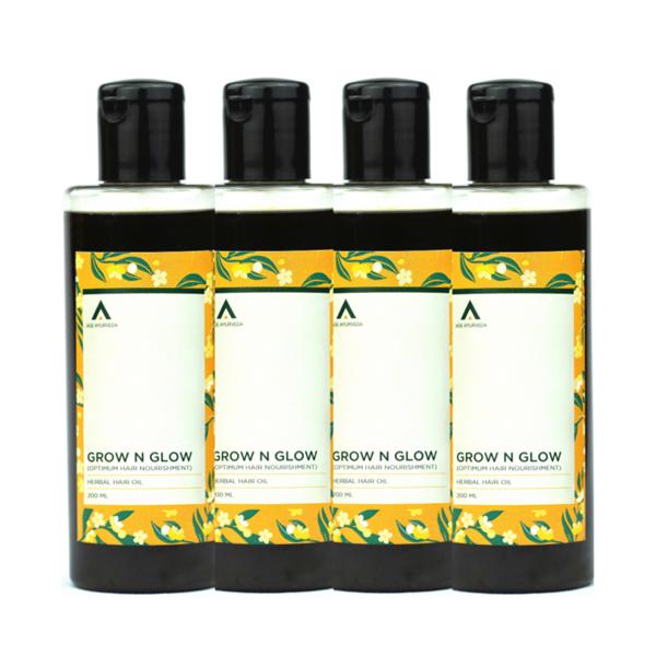 Netmeds | Age Ayurveda Grow N Glow Herbal Hair Oil (Pack of 4 x 200 ml)