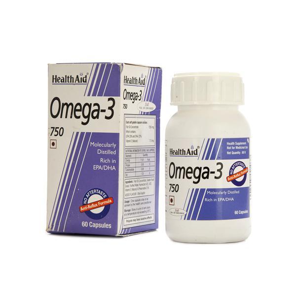 HealthAid Omega 3 750 mg Capsules 60's - Omega Fish Oil Fatty Acids