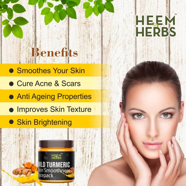 Heem & Herbs Skin Smoothness Face Pack - Wild Turmeric 80 gm - Face Packs