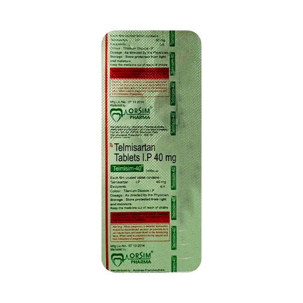 TELMISIM 40mg Tablet 10's - Hypertension-Ang