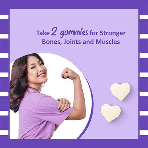Power Gummies Strong Bones for Her-Vitamin D3 & Calcium with Strawberry Flavour-60 Gummies 1's - Nutrition Supplements
