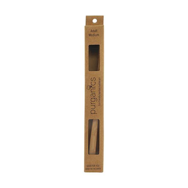Purganics Bamboo Medium Toothbrush Adult - Black - Toothbrushes