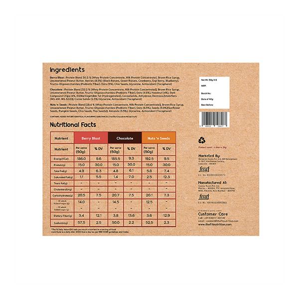 F'iT Complete Nutrition Bar - Assorted Pack (Pack of 6 x 50 gm) - Nutritional Bars