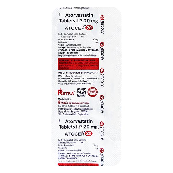 Atocer 20mg Tablet 10'S - High Cholesterol-Dys
