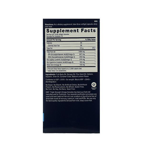 GNC Triple Strength Omega Complex Softgel 90's - Omega Fish Oil Fatty Acids