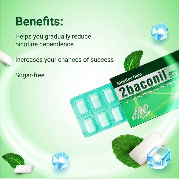 2baconil Icy Mint 2 mg Chew Gum 50's (N) - Nicotine Gums/Lozenges