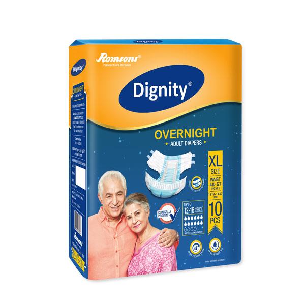 Dignity Overnight Adult Diapers (XL) 10's - Adult Diapers & Pads