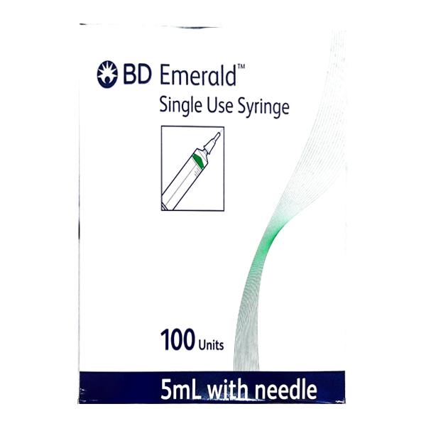 Netmeds | BD Emerald Single Use Syringe 5 ml With Needle 24G