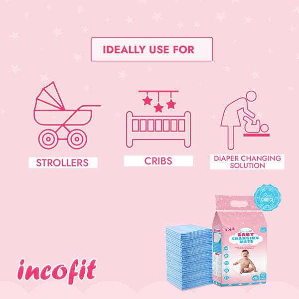Incofit Disposable Baby Changing Mats (60 x 45 cm) (Pack of 2 x 20's) 1's - Baby Bedding