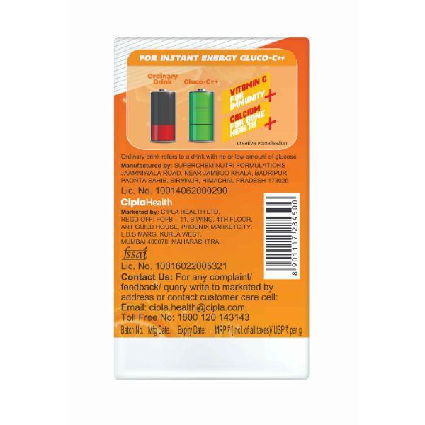Buy Prolyte Gluco-C++ Energy Powder - Tangy Orange (450 gm + 50 gm Free ...