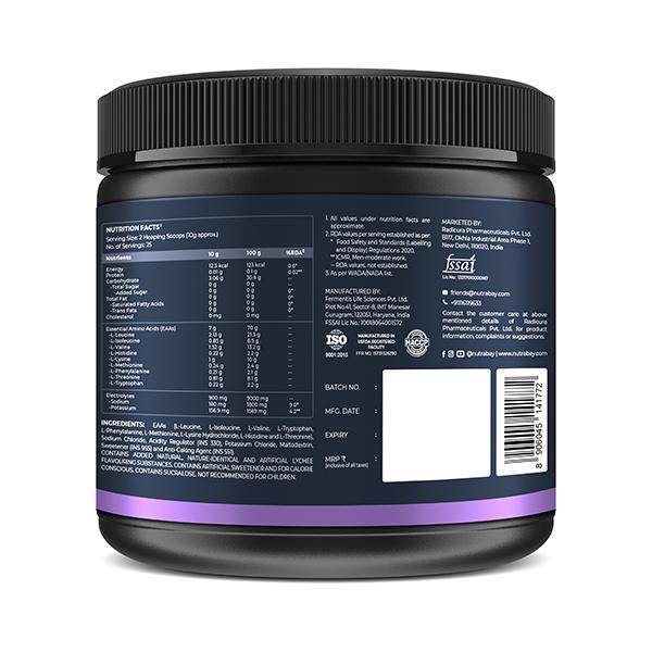 Nutrabay Pro EAA + Electrolytes - Lychee Crush 250 gm - Amino Acids