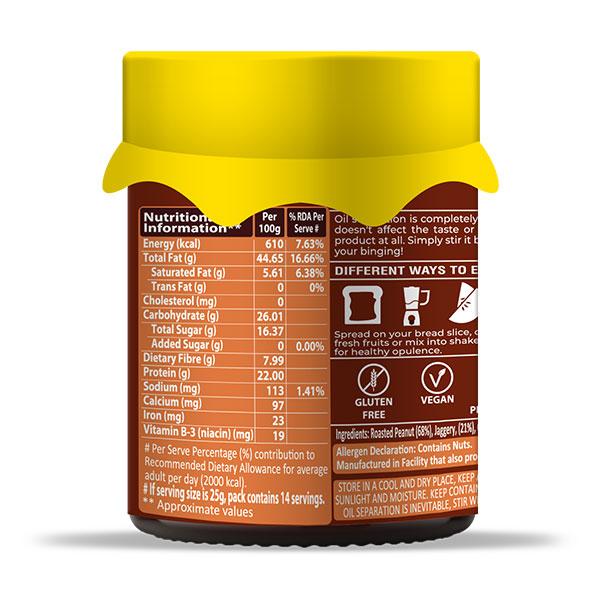 La Americana Gourmet Peanut Chocolate Spread with Jaggery - Creamy 350 gm - Nutritional Bars