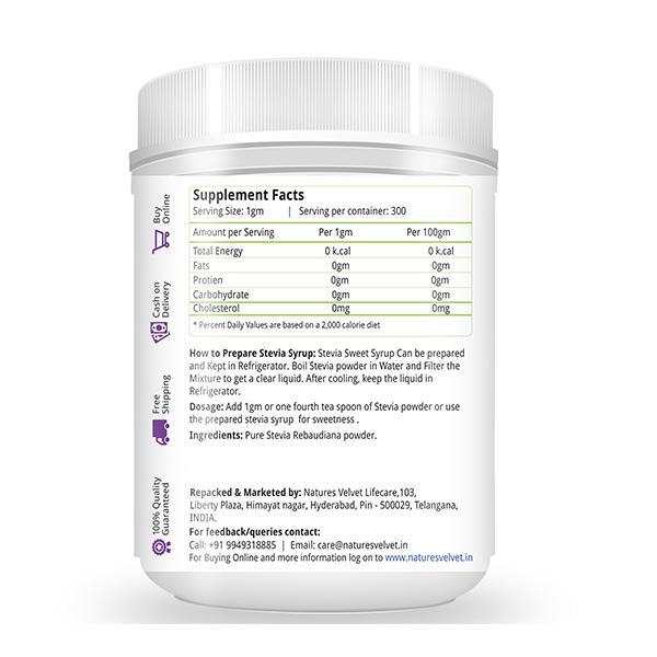 Natures Velvet Stevia Powder 300 gm - Diabetes Care (Ayush)