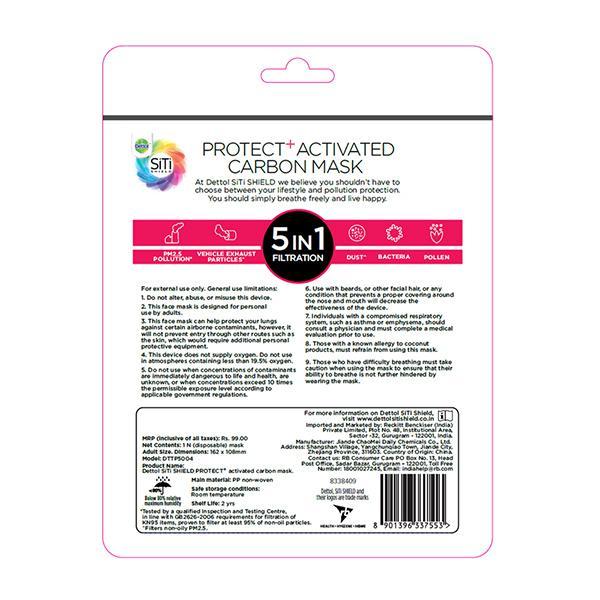 Dettol Siti Shield Air-Pollution Mask - Carbon Activated 1's - Face Masks