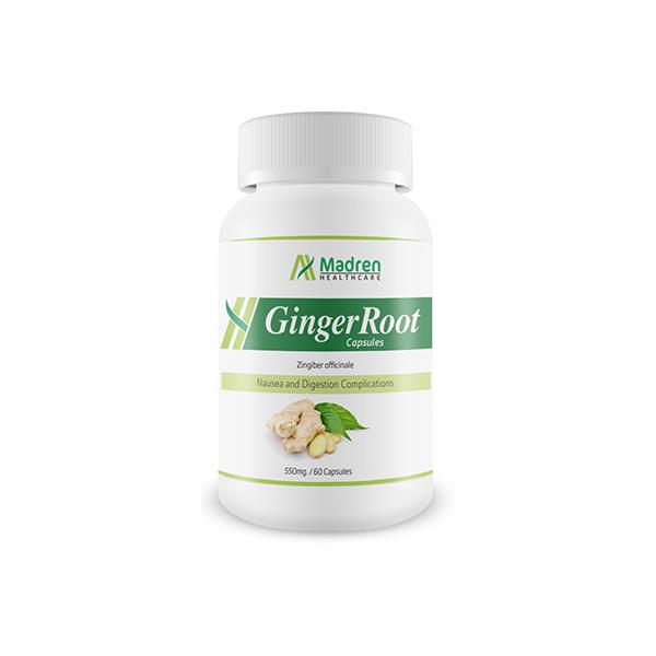 Madren Healthcare Ginger Root 550mg Capsules 60's - Herbal Dietary Supplement