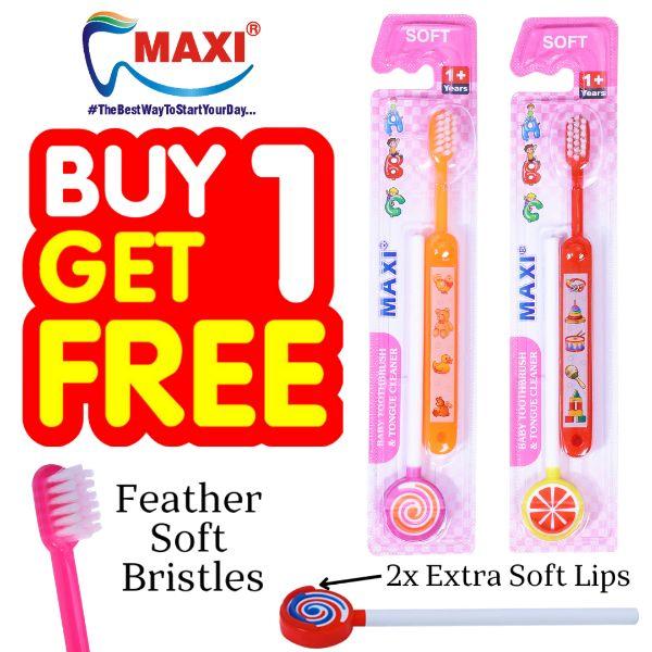 MAXI ABC Baby Toothbrush and Tongue Cleaner - Soft (Buy 1 Get 1 Free)