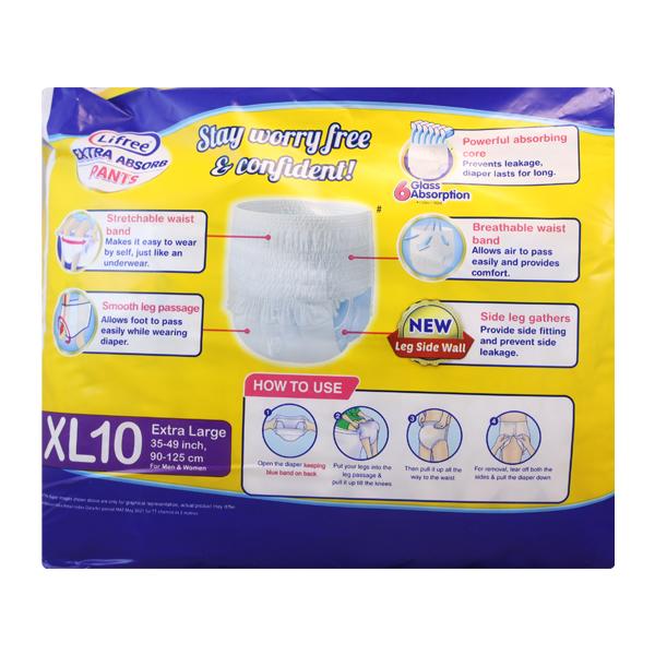 Lifree Extra Absorb Adult Diaper Pants (XL) 10's - Adult Diapers & Pads