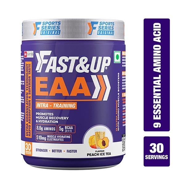 Fast&Up EAA Intra Training Supplement (30 Servings) - Peach Ice Tea Flavour 402 gm - Bcaa Supplements