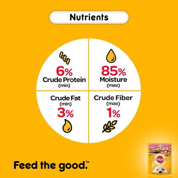 Pedigree Puppy Chicken & Liver Chunks Flavour in Gravy with Vegetables (Pack of 70gm x 30) 2100 gm - Petfood