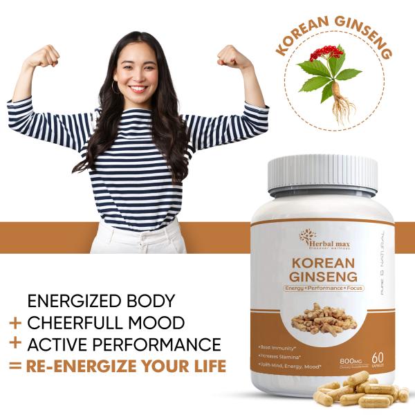 Herbal Max Korean Ginseng 800mg Capsule 60's - Sexual Care