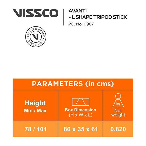 Vissco Avanti L Shape Walking Stick - Tripod - Wheelchairs & Walking Sticks