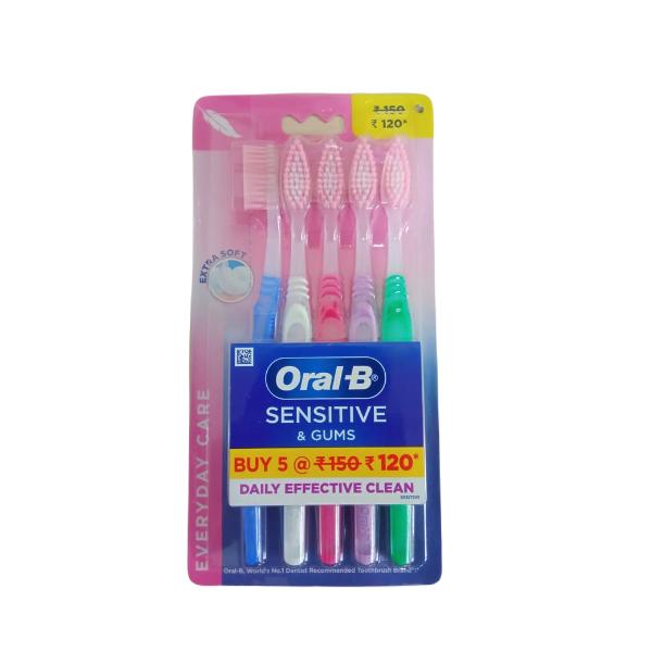 Netmeds | Oral-B Sensitive & Gums Everyday Care Extra Soft Toothbrush 5's