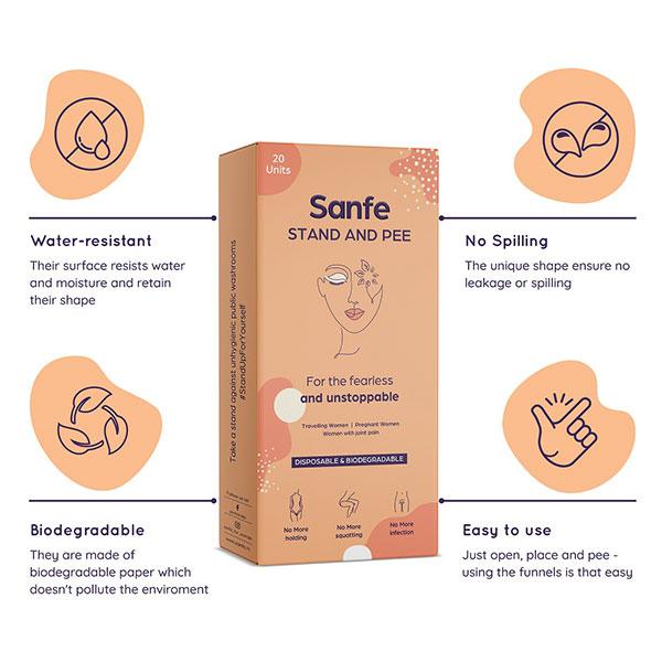 Sanfe Stand And Pee Disposable & Biodegradable Funnel 20's - Intimate Care