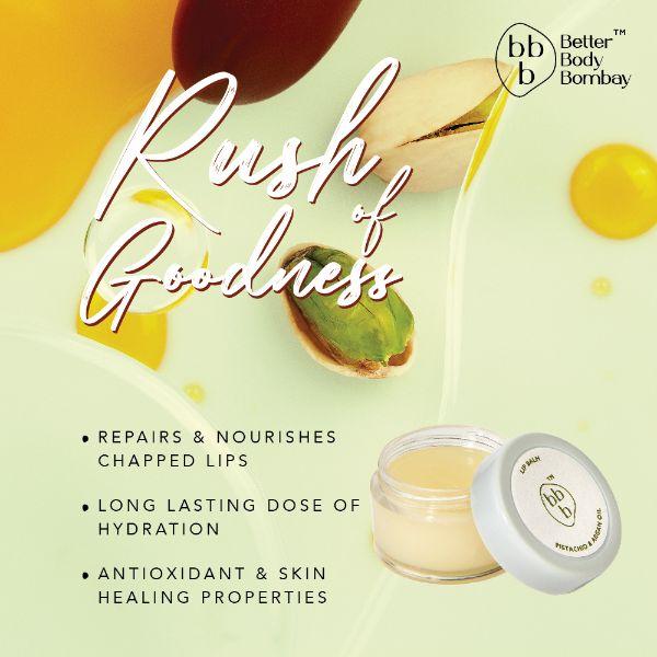 BBB Better Body Bombay Lip Balm- Pistachio & Argan Oil 10 gm - Lip Balms