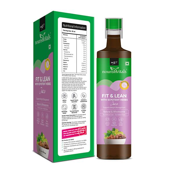 NourishVitals Fit & Lean with 12 Potent Herbs Juice 500 ml - Ayurvedic Juices
