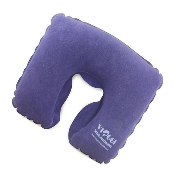 VIAGGI Inflatable C Shape Travel Neck Pillow - Blue - Pads And Pillows