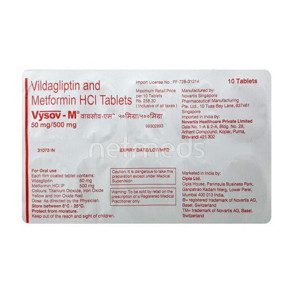 Vysov M 50/500mg Tablet 10'S - Diabetes-Ant