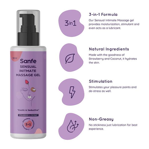 Sanfe Sensual Intimate Massage Gel - Strawberry & Coconut 50 ml - Intimate Care
