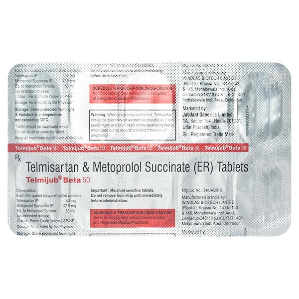 Telmijub Beta 50 Tablet 10'S - Hypertension-Ang