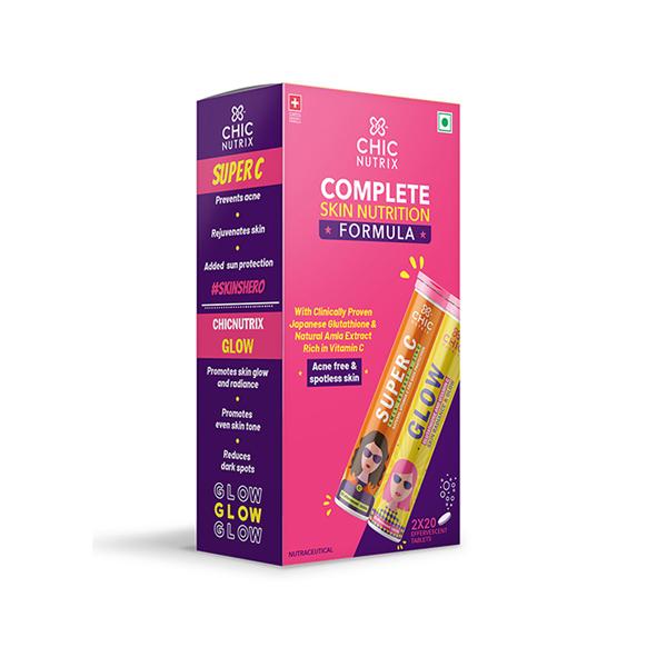 Netmeds | Chicnutrix Complete Skin Nutrition Formula Effervescent Tablet (Pack of 2 x 20's)